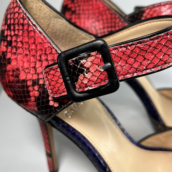 Vince Camuto Ankle Strap Multi-Color Retro Python Snakeskin Heels 7.5 Sessen - Picture 14 of 16